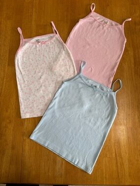 NWOT 3 Fruit of the Loom Girls Camis Camisoles Tanks Sz Large 100% Cotton